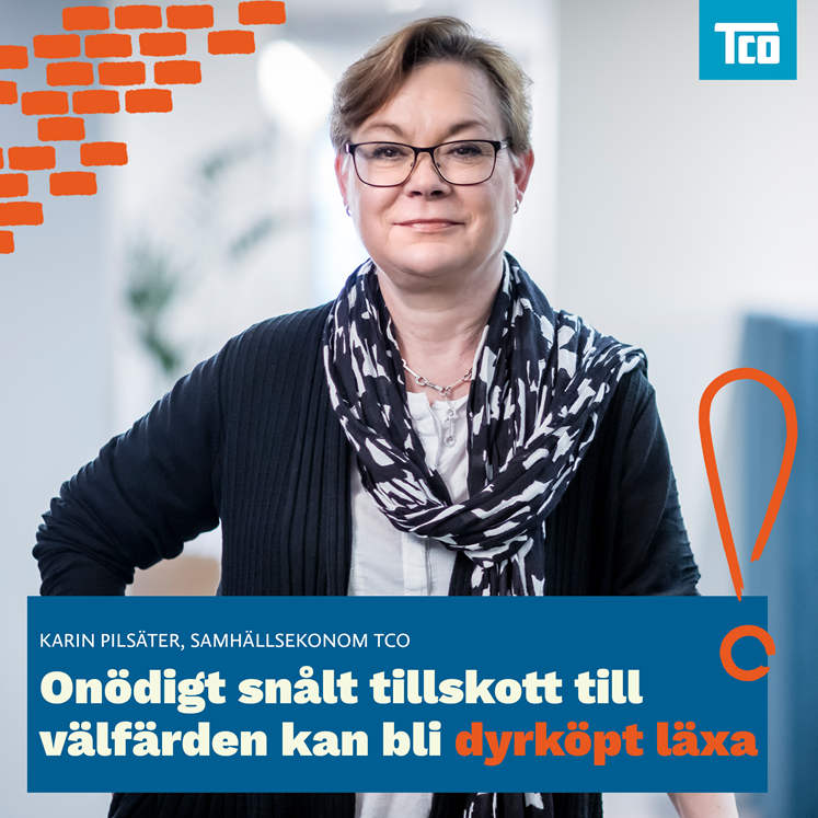 Foto på Karin Pilsäter och en ruta med texten "Onödigt sålt tillskott till välfärden kan bli dyrköpt läxa"